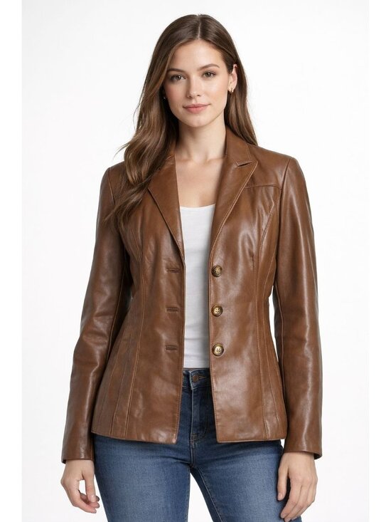 Jones New York Jackets & Blazers - Jones New York Brown Genuine Leather Blazer Jacket Women’s Small Tailored